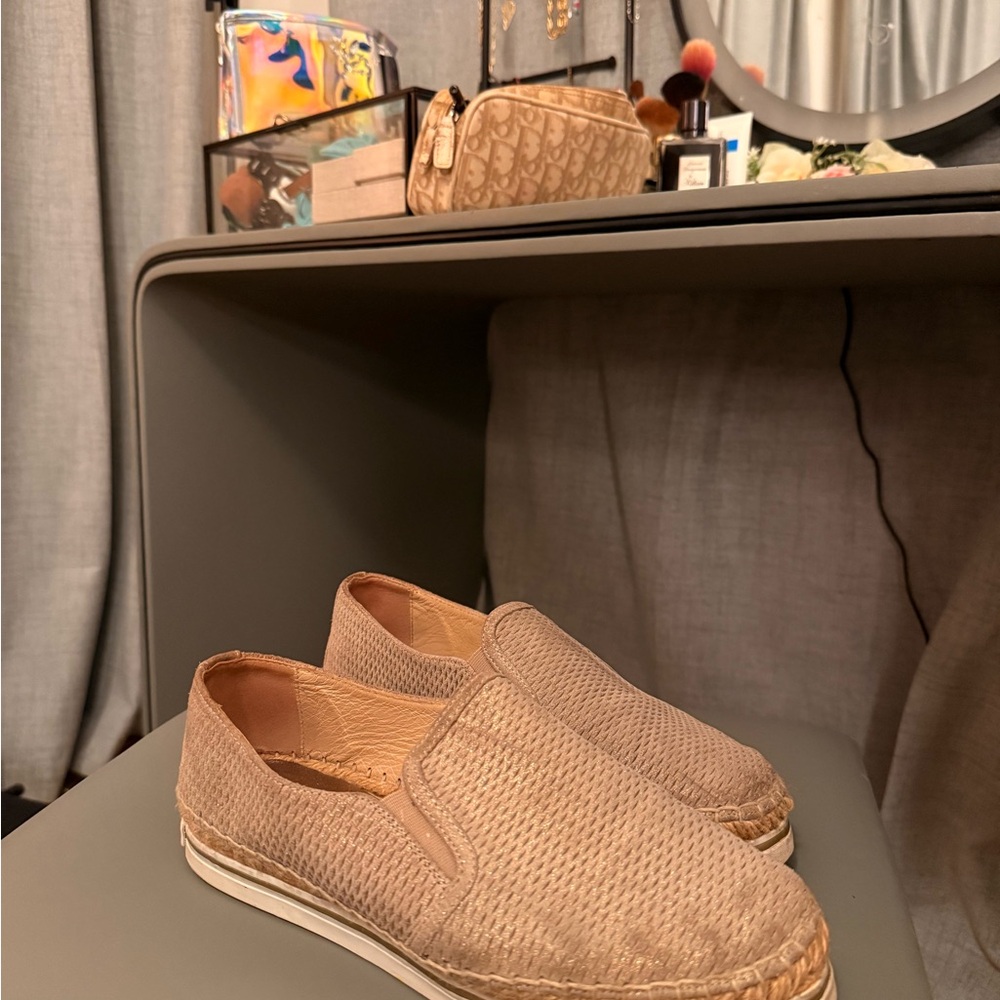 Jimmy Choo Tan Espadrille Slip-Ons